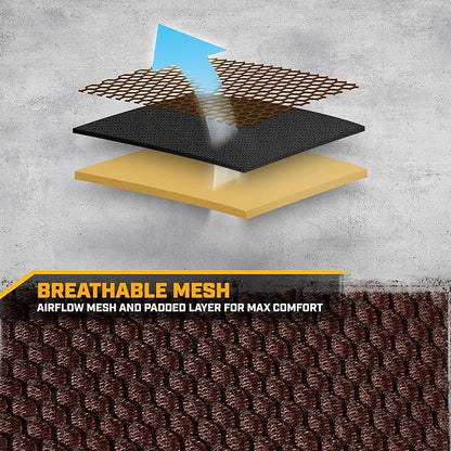 Cat MeshFlex Brown & Black Rear Seat Cover for Car – Durable Canvas & Mesh Design 60/40 Split Bench Protector for Cars, Trucks & SUVs – Back Seat Cover for Rear Bench – Interior Car Accessory