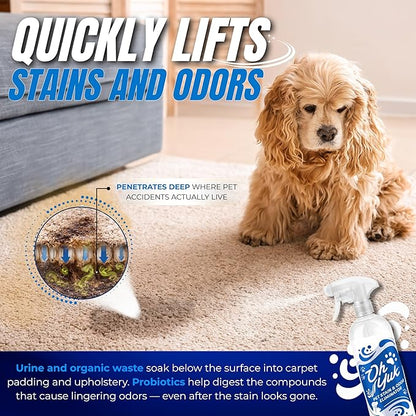 Oh Yuk Probiotics Pet Odor Eliminator and Stain Remover Spray – Dog & Cat Urine and Poop Odor Eliminator for Home, Pet Pee Smell Remover & Deodorizer – 27 fl oz (Unscented)