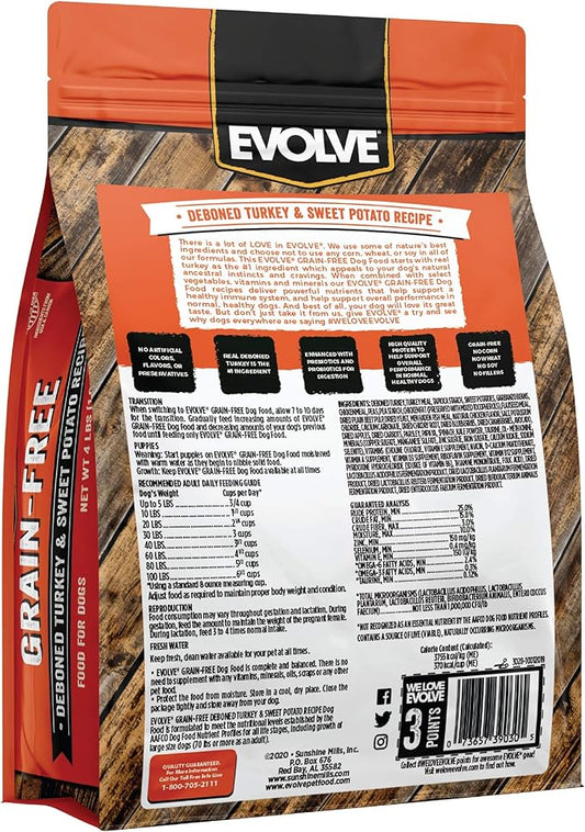 Evolve Grain Free Deboned Turkey & Sweet Potato Recipe Dog Food, 4 lb.