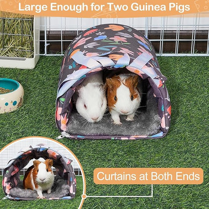 Guinea Pig Hideout Washable Guinea Pigs Tunnel with Curtains Hamster Hideout Cozy Guinea Piggy House Fit for Guinea Pig Cages Soft Guinea Pigs Accessories for Small Animals Hamster/Chinchilla/Bunny