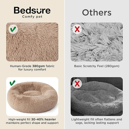 Bedsure Calming Cat Beds for Indoor Cats - Small Cat Bed Washable 20 inches, Anti-Slip Round Fluffy Plush Faux Fur Pet Bed, Fits up to 15 lbs Pets, Rifle Green