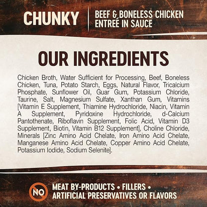 Wellness CORE Signature Selects Chunky Adult Canned Wet Cat Food, Natural, Protein Rich, Grain Free, Beef and Chicken Entrée Recipe, 5.3 oz, Pack of 12 Cans