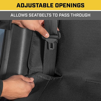 CAT Flexfit™ Black Rear Seat Cover for Car, SUV, & Truck - Durable Canvas Material Back Car Seat Covers 60/40 Split Bench Protector - Back Seats Cover & Rear Bench Protector Interior Accessories