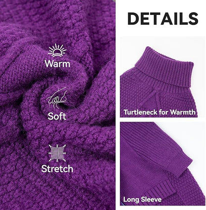 cyeollo 4XL Dog Sweater,Pullover Turtleneck for Large Dogs Classic Knitwear Fall Winter Cold Weather Dog Clothes for Giant Breed Warm Pet Apparel Large Big Dogs Sweaters Male, Purple XXXXL