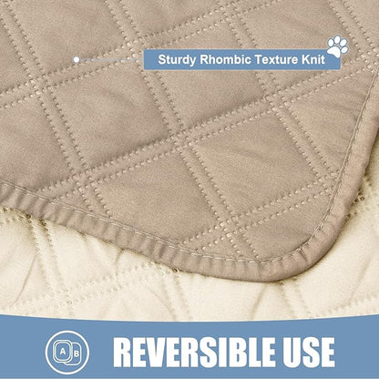 Smiry Waterproof Dog Bed Cover Pet Blanket, Soft Washable Dog Blanket for Furniture Bed Couch Sofa Reversible, Checkered (40"x90", Taupe/Beige)