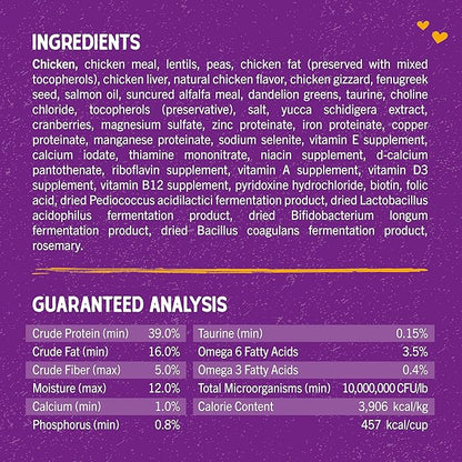 Stella & Chewy's Raw Coated Cat Food - High Protein, Grain-Free Kibble with Cage-Free Chicken - Premium Digestive Support with Probiotics - Natural Small Kibble - Perfect For Picky Eaters - 10 lb Bag