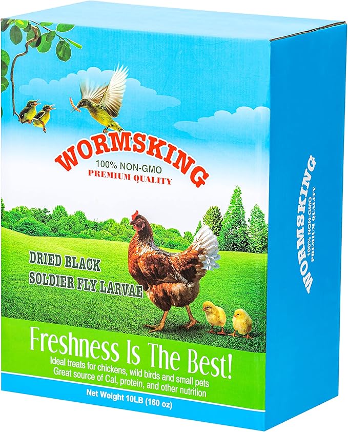 WORMSKING 10LB Dried Black Soldier Fly Larvae, More Calcium Than Dried Mealworms, High Protein Chicken Feed, Poultry Treat