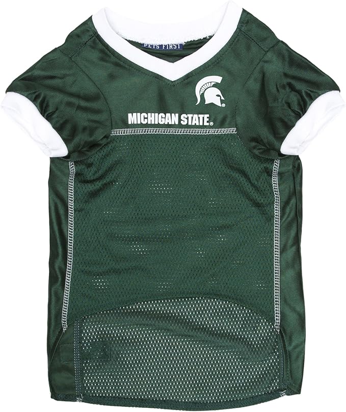 Pets First NCAA College Michigan State Spartans Mesh Jersey for Dogs & Cats, Size Medium, Licensed Dog Jersey with Your Favorite Football/Basketball College Team (Pack of 2)