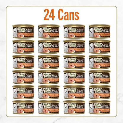 Fancy Feast Purina Savory Centers with Chicken Wet Cat Food Pate with Gourmet Gravy Center - 3 oz. Cans,(Pack of 48)