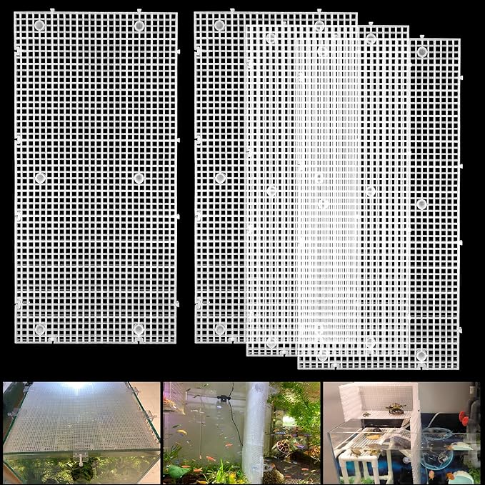 Adjustable Aquarium Fish Tank Divider Filter Bottom DIY Plastic Grid Fish Tank Isolation Board Plastic Egg Crate Tray(White, 4pcs 11.8X5.9 Inch with 0.15 Inch Hole)