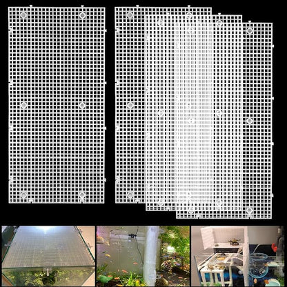 Adjustable Aquarium Fish Tank Divider Filter Bottom DIY Plastic Grid Fish Tank Isolation Board Plastic Egg Crate Tray(White, 4pcs 11.8X5.9 Inch with 0.15 Inch Hole)