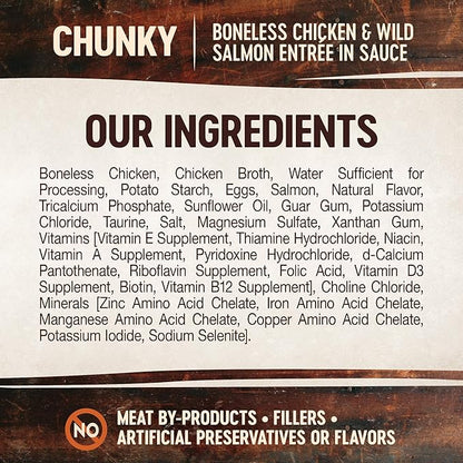 Wellness CORE Signature Selects Chunky Adult Canned Wet Cat Food, Natural, Protein Rich, Grain Free, Chicken and Wild Salmon Entrée Recipe, 5.3 oz, Pack of 12 Cans