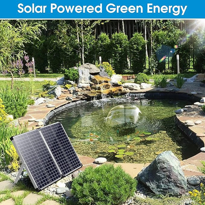 Biling Solar Pond Pump with Pond Filter, 70W Solar Panel, 660 GPH Solar Fountain Pump with Pond Filter Box Outdoor for Garden Ponds Water Feature Waterfall Pool