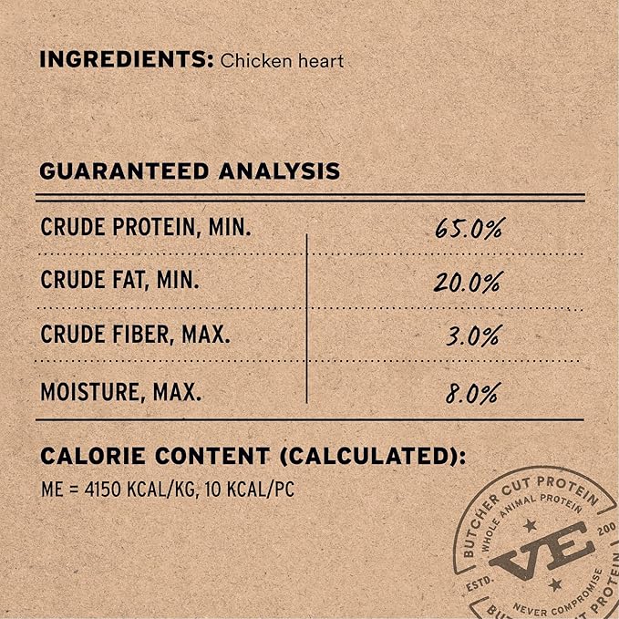 Vital Essentials Freeze Dried Raw Chicken Hearts Cat Treats | Single Ingredient | Premium Quality | Grain Free, Healthy Treats for Cats, 0.8 oz Bag