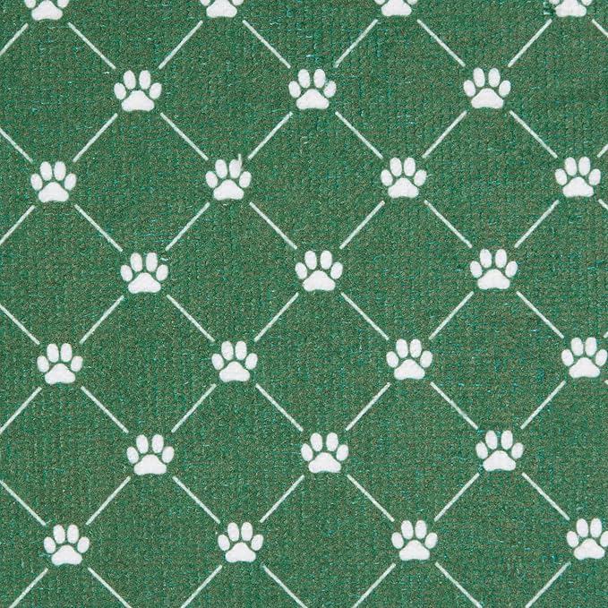 Bone Dry Machine Washable, Ultra Absorbent Pet Mat, 10x18, Hunter Green Trellis Print