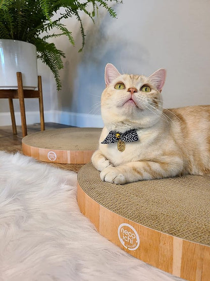Necoichi Cat Scratcher Bowl Replacement for Indoor Cats - Cat Scratching Lounger with Reversible Usability and Extra Comfort for Lounge, Cardboard Bed Couch / (Regular, Oak)