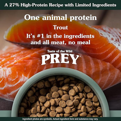 Taste of the Wild Prey Real Meat High Protein Trout Limited Ingredient Dry Dog Food Grain-Free Recipe Made with Real Spring-Fed Trout, and Includes Probiotics for All Life Stages 25 lb
