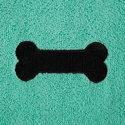 Bone Dry Pet Grooming Towel Collection Absorbent Microfiber X-Large, 41x23.5, Embroidered Green (Pack of 12)