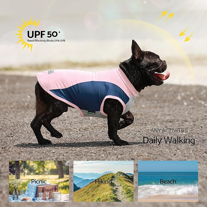 Fitwarm 2 Pack UPF 50+ UV Sun Protection Dog Shirt, Lightweight Breathable Cooling Vest, Quick Dry Dog Summer Clothes for Small Dogs Boy Girl, Reflective Label Pet Cat Outfit, Pink, Large