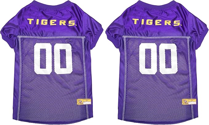 NCAA College Louisiana State University Tigers Mesh Jersey for Dogs & Cats, XX-Large. Licensed Big Dog Jersey with Your Favorite Football/Basketball College Team (Pack of 2)
