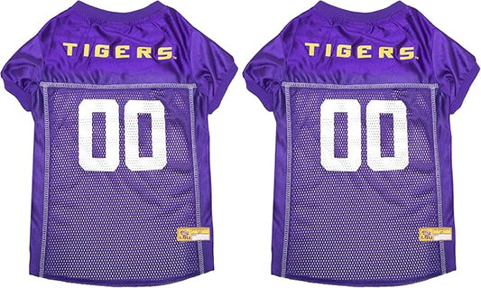 NCAA College Louisiana State University Tigers Mesh Jersey for Dogs & Cats, XX-Large. Licensed Big Dog Jersey with Your Favorite Football/Basketball College Team (Pack of 2)
