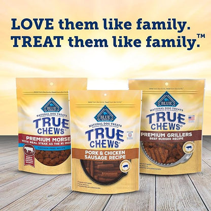 Blue Buffalo True Chews Dog Treats, Made in the USA with Natural Ingredients, Pork and Chicken Sausage Recipe, 14-oz Bag