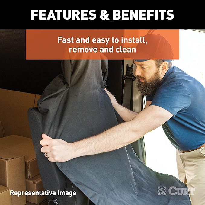 CURT 18500 Seat Defender 58-Inch x 23-Inch Grey Waterproof Universal Bucket Car Seat Cover Protector