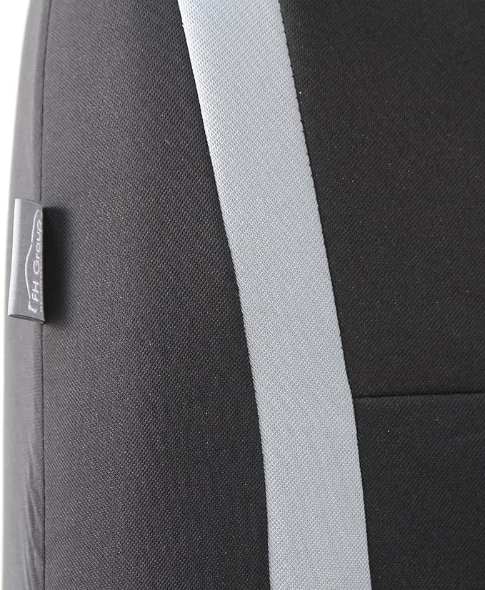 FH Group Car Seat Covers Rear Set Cloth - Car Seat Covers with Removable Headrest,Universal Fit,Automotive SeatCovers,Washable Car SeatCover for SUV,Sedan,Van Gray