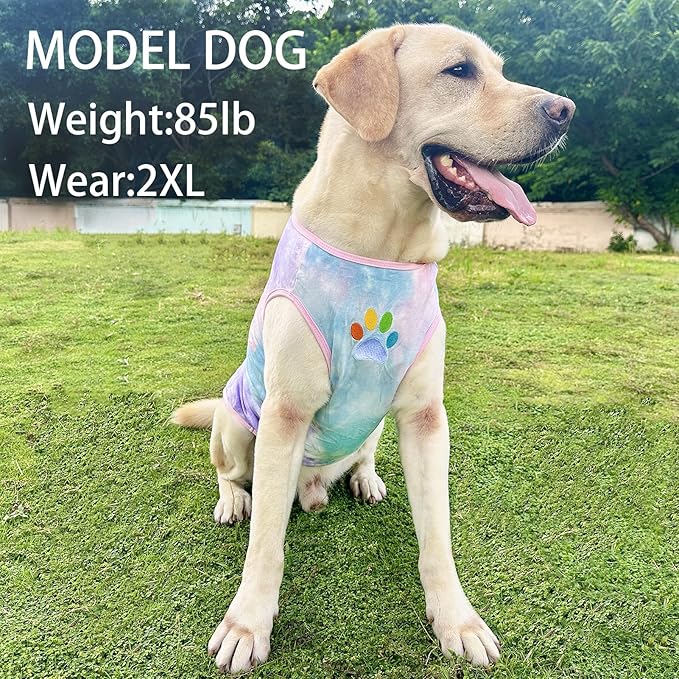 Dog Vest Summer Shirt Tie Dye Clothes Cool Breathable Cotton T-Shirt Medium Dogs Boys Girls Shirt M