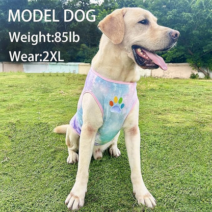 Dog Vest Summer Shirt Tie Dye Clothes Cool Breathable Cotton T-Shirt Medium Dogs Boys Girls Shirt M
