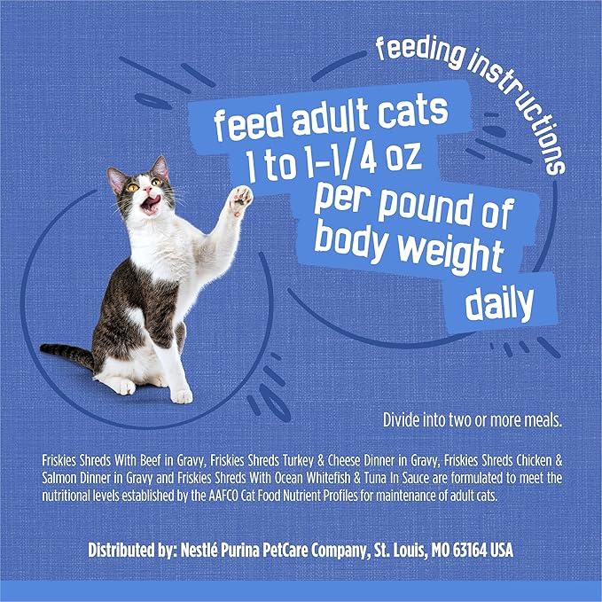 Friskies Purina Gravy Wet Cat Food Variety Pack, Savory Shreds with Beef, Turkey and Cheese Dinner, Chicken & Salmon Dinner, with Ocean Whitefish & Tuna - 5.5 oz. Cans (Pack of 64)