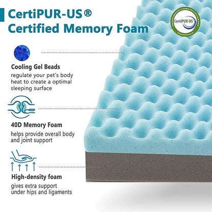 WATANIYA PET Cooling Dog Bed - Memory Foam Washable with Waterproof Liner and Cooling Gel Mattress, Fits up to 130 lbs Pets
