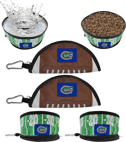 Pets First NCAA Florida Gators Collapsible Dog Travel Bowl Set, 2 Pack Food & Water Bowls for Dogs, Best Portable & Lightweight Leak-Proof Dog Bowls for Travel