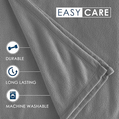 Twin Size Fleece Bed Blanket | Comfy Supersoft Fleece Blanket – All-Season Light Weight Throw Blanket | Luxuriously Soft | Throw Blanket for Couch and Sofa | Machine Wash | Gray | (Pack of 2)