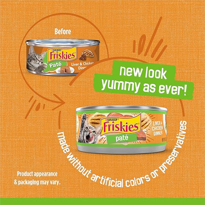 Friskies Purina Wet Cat Food Pate, Liver and Chicken Dinner - (Pack of 48) 5.5 oz. Cans