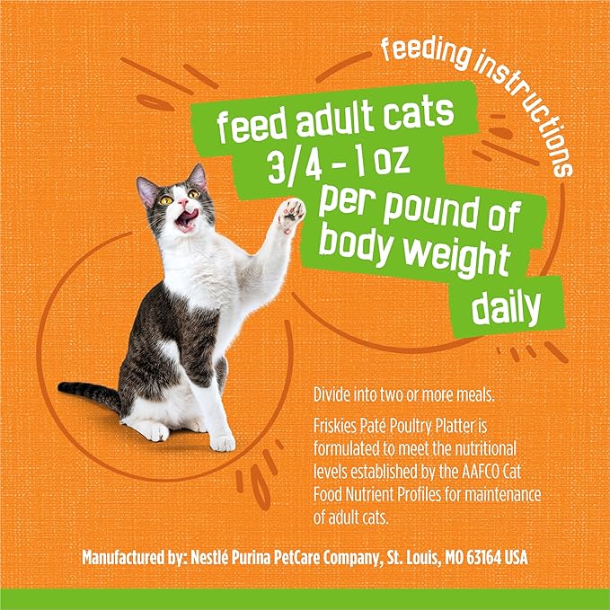 Friskies Purina Wet Cat Food Pate, Poultry Platter - (Pack of 48) 5.5 oz. Cans