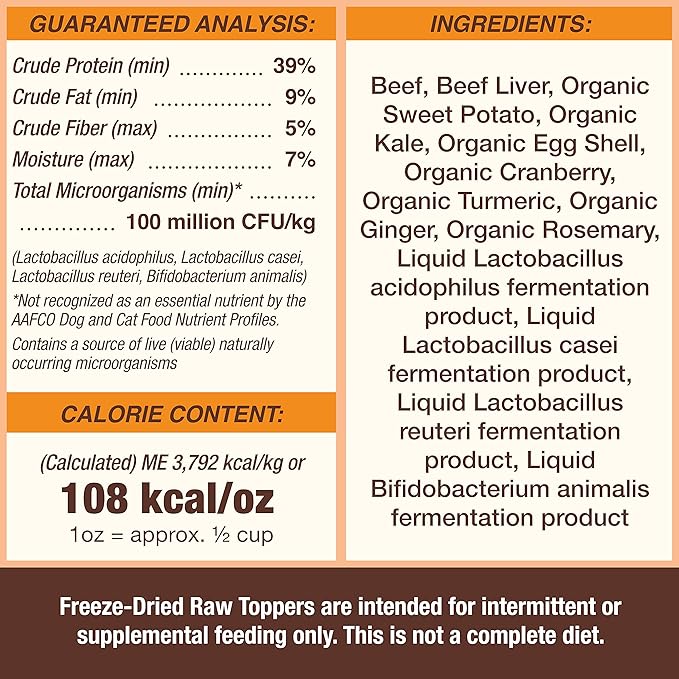 Primal Dog Food Toppers & Cat Food Toppers, Cupboard Cuts, Grain Free Meal Mixers with Probiotics, Raw Freeze Dried Dog Treats & Cat Treats, Great for Training (Beef, 18 oz)