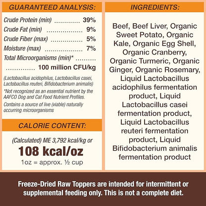Primal Dog Food Toppers & Cat Food Toppers, Cupboard Cuts, Grain Free Meal Mixers with Probiotics, Raw Freeze Dried Dog Treats & Cat Treats, Great for Training (Beef, 18 oz)