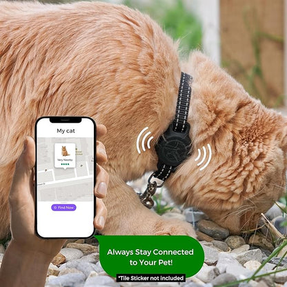 Tile Sticker Cat Collar Holder (2024): The Smallest, Lightest, and Most Comfortable Tracking Case for Cats - Track Your Pet with iPhone Samsung Android Device - Life360 for Boy Girl Kittens (Purple)