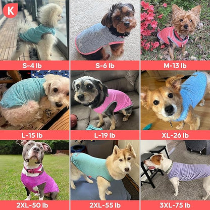 KYEESE 2Pack Dog Shirt, Lightweight Sun Protection Sleeveless Dog T Shirts for Small Dogs, Breathable Pet Reflective Tank Top Summer Dogs Clothes for Outdoor Walking, Coral Red+Grey, L