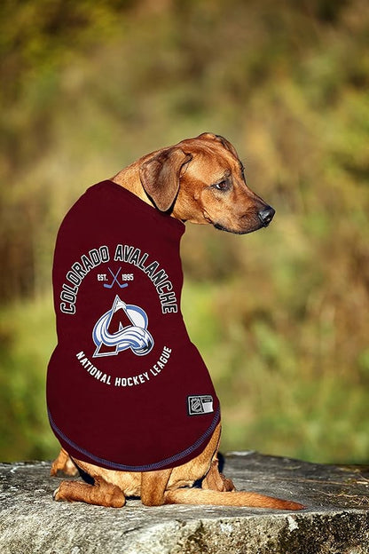 NHL Colorado Avalanche Tee Shirt for Dogs & Cats, X-Small. - Are You A Hockey Fan? Let Your Pet Be An NHL Fan Too!