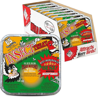C&S Insect Suet Treat, Suet Cakes for Wild Birds Including Woodpeckers, Wrens, Chickadees, Nuthatches and Robins, Pack of 8