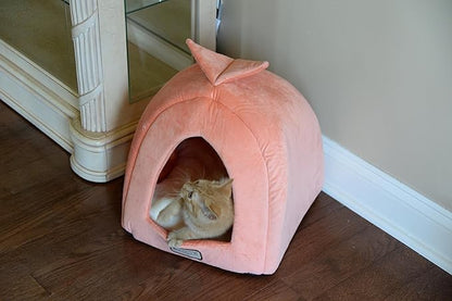 Cat Bed in Orange and Beige