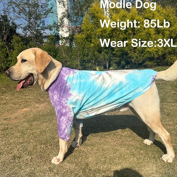 Dog Cotton Colorful Purple T-Shirts Soft and Stretchy Dog Shirt Pajamas Pets Clothes for Large Dogs(Large Purple)