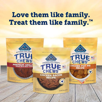 Blue Buffalo True Chews Dog Treats, Made in the USA with Natural Ingredients, Chicken Bacon Recipe, 12-oz Bag