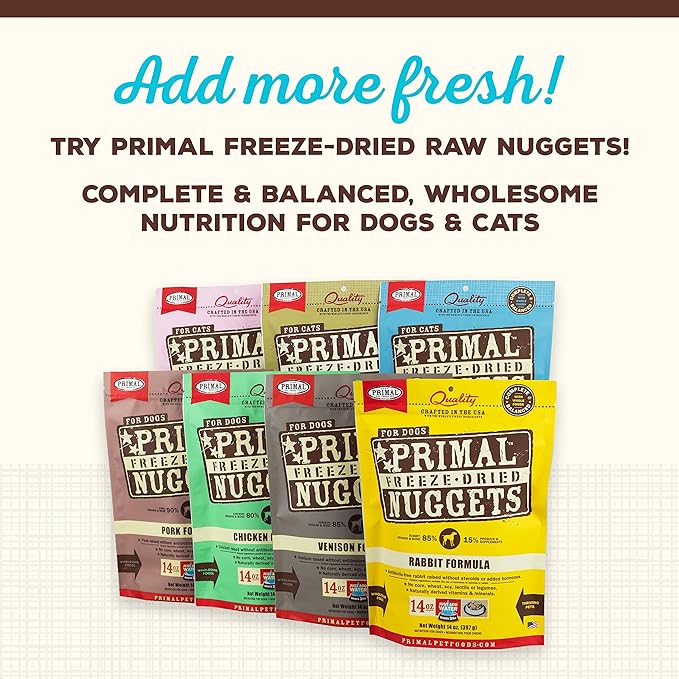 Primal Dog Food Toppers & Cat Food Toppers, Cupboard Cuts, Grain Free Meal Mixers with Probiotics, Raw Freeze Dried Dog Treats & Cat Treats, Great for Training (Fish, 18 oz)