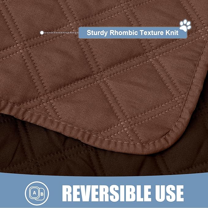 Smiry Waterproof Couch Covers for Dogs Washable, Reversible Pet Couch Covers for 3 Cushion Sofa Pet Friendly, Soft Sofa Furniture Protector for Dogs Cat Kids, Checkered (40"x95", Brown/Chocolate)