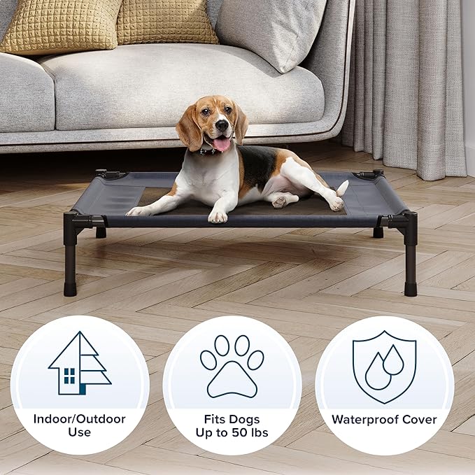Elevated Dog Bed Cover - 30x24-Inch Replacement Pet Bed Cover with Mesh Panel - for Indoor/Outdoor Use - Dog Cot Not Included by PETMAKER (Blue)