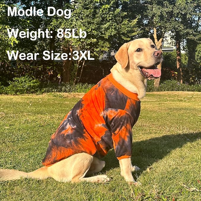 Dog Cotton Colorful Black Orange T-Shirts Soft and Stretchy Dog Shirt Pajamas Pets Clothes for Large Dogs(XL Black)