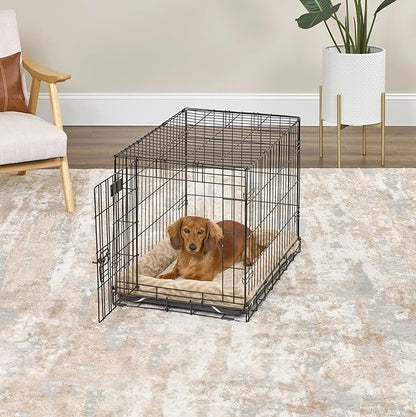 MidWest Homes for Pets QuiteTime Deluxe Wave Bolster Bed for Medium Dogs; Easily Machine Wash and Dry; Tan; 30"; 40230-WVTN